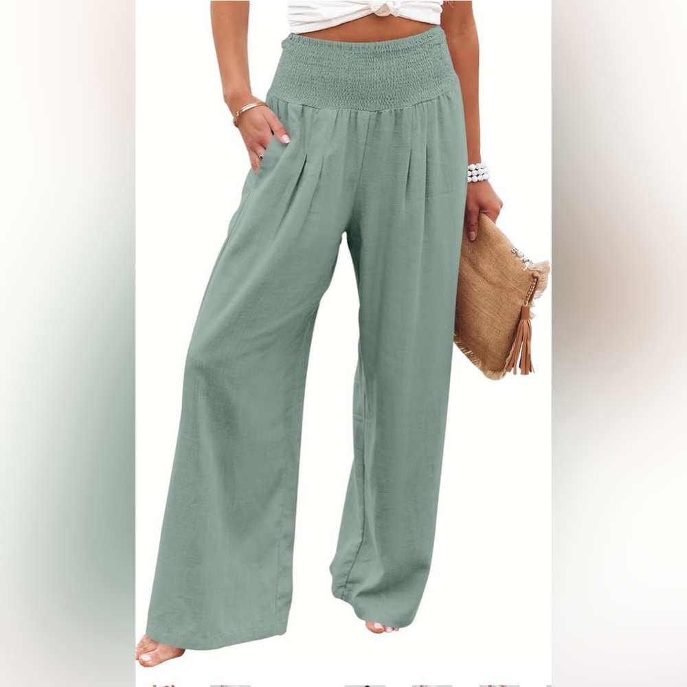Women's Wide-Leg Pants in Sage Green